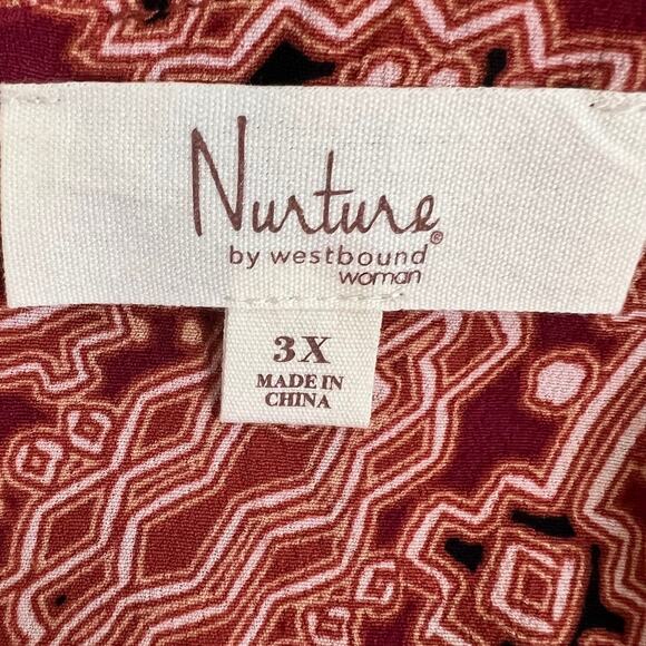 Nurture by Westbound Womens Maxi Dress 3X Rust Boho Paisley Print Long Sleeve - Picture 6 of 10
